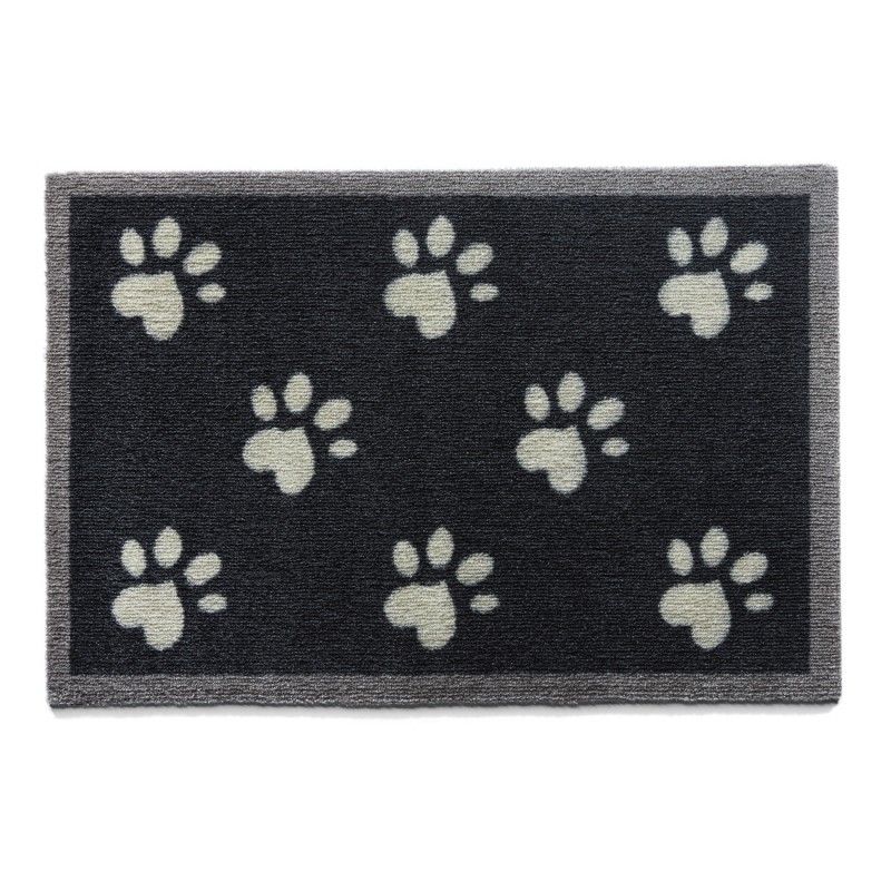 QUALIDOG tapis pour chiens antidérapant gris avec pattes noires