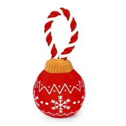 Peluche boule de Noël avec corde et couineur, jouet chien et chat | Grossiste animalerie