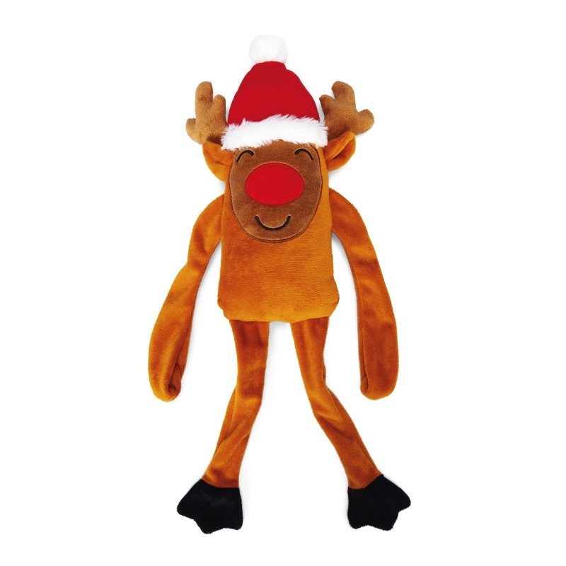 Peluche renne de Noël souple avec couineur, jouet pour chien | Grossiste animalerie
