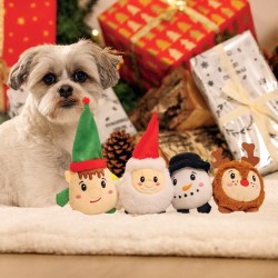 Petites peluches de Noël (lutin, bonhomme de neige, renne, Père Noël) | Jouet chien et chat | Grossiste animalerie