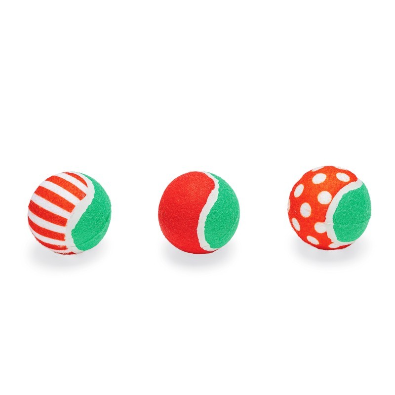 Balles de Noël lot de 3, compatibles lanceur de balles de tennis, jouet pour chien | Grossiste animalerie