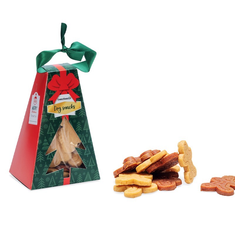 Biscuits bonhomme pour chien, boîte sapin de Noël 36 pièces 150 g | Grossiste animalerie