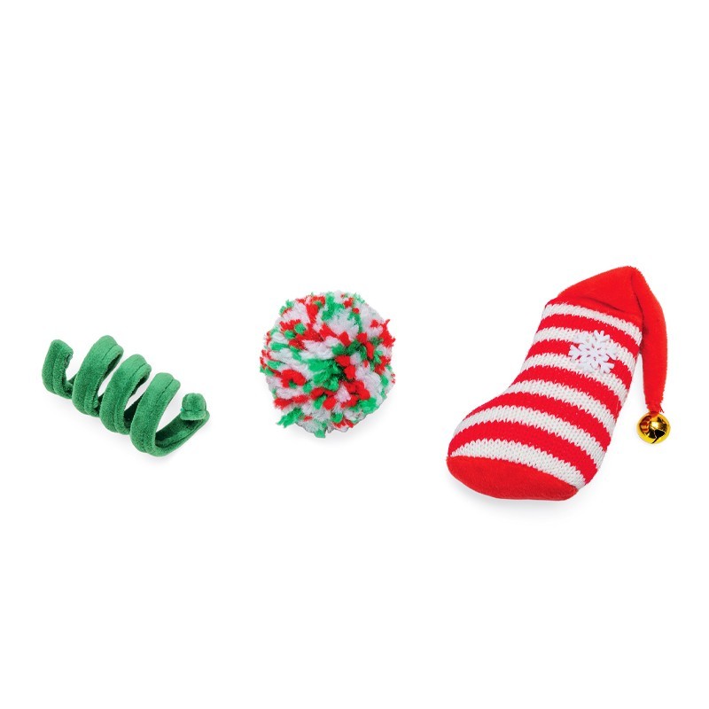 Lot de 3 jouets pour chat : balle, spirale, chaussette | Grossiste animalerie