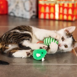 Lot de 4 peluches souris de Noël 10 cm, jouet pour chat | Grossiste animalerie
