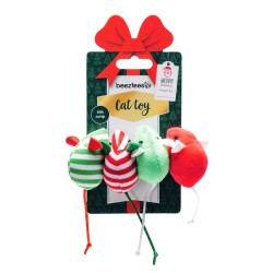 Lot de 4 peluches souris de Noël 10 cm, jouet pour chat | Grossiste animalerie