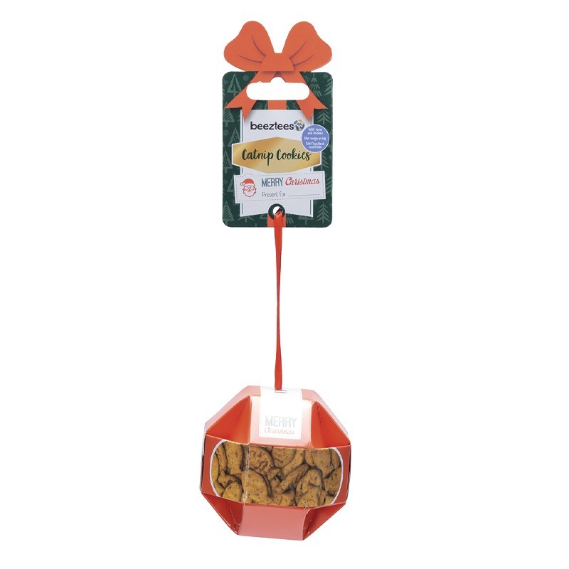 Boule de Noël friandises chat poulet et thon, Catnip Cookies 30 g | Grossiste animalerie