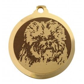 Médaille gravée en laiton Bichon frisé