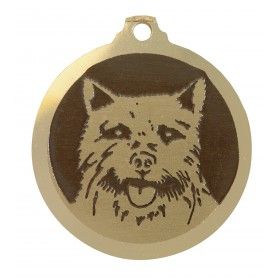 Médaille gravée en laiton Norwich terrier