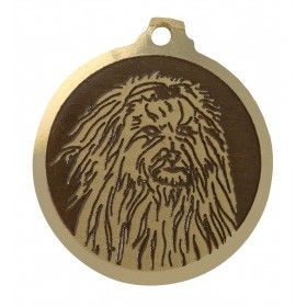 Médaille gravée en laiton Petit chien lion