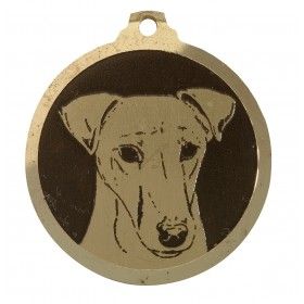 Médaille gravée en laiton Fox terrier poils lisses