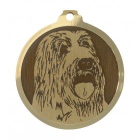 Médaille gravée en laiton Bearded collie