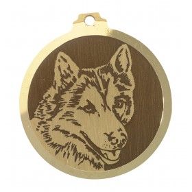 Médaille gravée en laiton Husky sibérien
